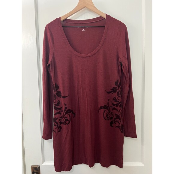 Soft Surroundings Women's Scoopneck Tunic Top Side Velvet Pattern Maroon Size M - Picture 1 of 9